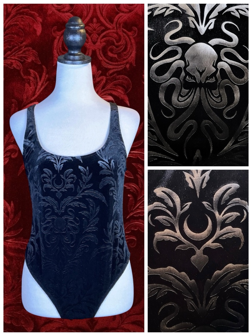 Killstar Victorian Goth Whimsigoth Velvet Damask Cthulhu Maximalist Swimsuit L